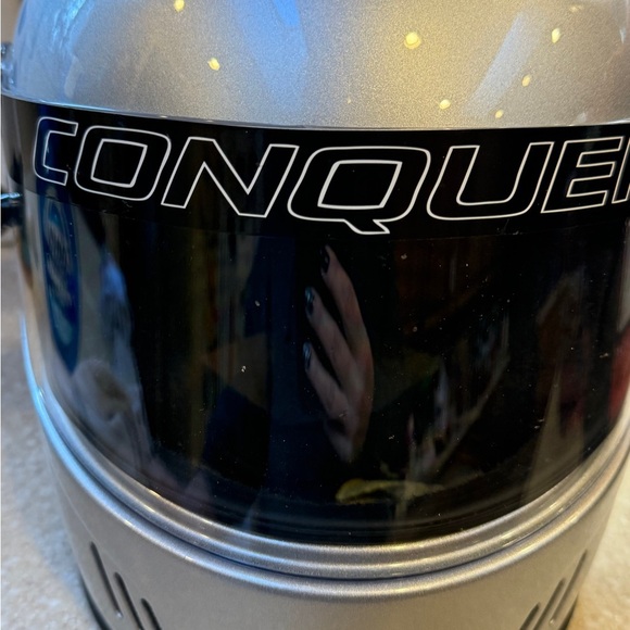 Conquer Snell SA2015 Silver Racing Helmet Head Protection Full Face Men’s Sz XL - Picture 16 of 16